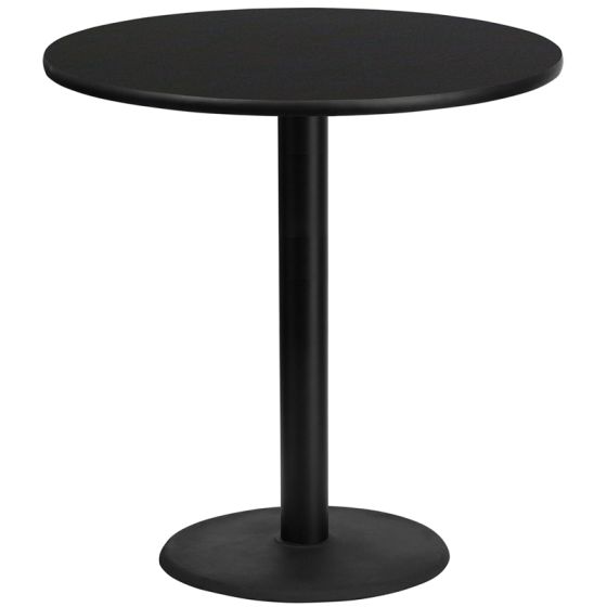 SolidCraft® Bar Height Commercial 42" Round Laminate Restaurant Table & Round Base-Black