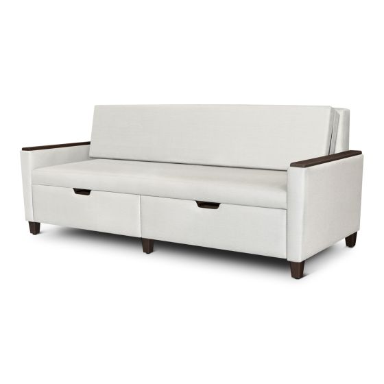 Kwalu Carrara Healthcare Facility Sleeper Sofa 72” Sleep Surface with Drawers, Upholstered Seat Rail, and Durable Kwalu Legs