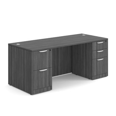 OS Laminate Collection Double Full Pedestal Desk - 71'' x 30'' - Coastal Gray