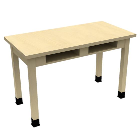 Diversified Spaces PerpetuLab Science Lab Table with Book Compartments, Wood Legs, and Butcher Block Top - 21" x 60"