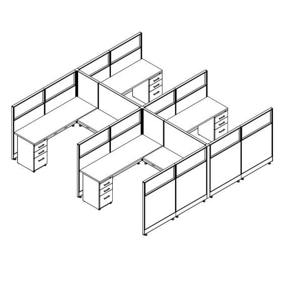 Friant Novo 4-Workstation Cubicle Panel System, 6' x 6' per Station, Typical FH-4003