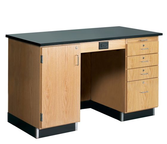 Diversified Spaces 5' Instructor's Desk with Drawers & Cabinet - Phenolic Top, Left