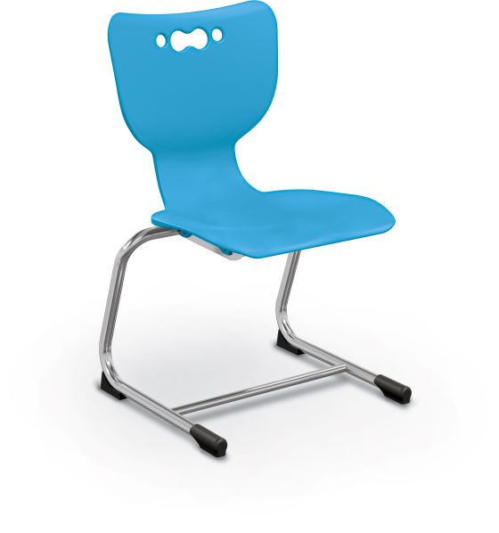 MooreCo Hierarchy Cantilever School Chair, 14" Height, Chrome Frame, Blue Shell