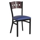 HUSKY Seating Mahogany Wood Four Square Back 500 LB Restaurant Chair-Blue