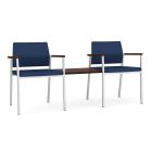 Lesro Avon 300 LB Heavy Duty 2 Chairs with Connecting Center Table with Upholstered Seat and Upholstered Back