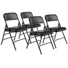4 PACK National Public Seating 1300 Series Vinyl Padded Folding Chair Triple Brace-Black