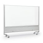 MooreCo D.O.C. Mobile Room Divider and Display Panel, Porcelain Steel Magnetic Markerboard and Natural Cork Board -72" H x 72" W